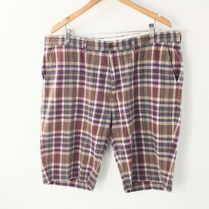 Polo Ralph Lauren Mens Shorts 100% Cotton Red Brown Blue Plaid Chinos Size 40